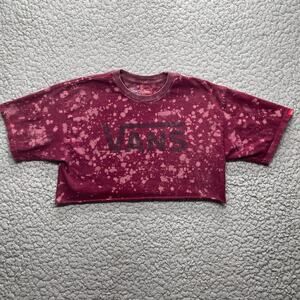 Vans Off The Wall Shirt Womens Medium Cropped Short Sleeve Acid Washed